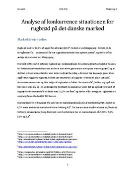Analyse af konkurrencesituationen for rugbrød på det danske marked | Afsætning A