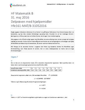 HF Matematik B 31. maj 2016 - Delprøven med hjælpemidler