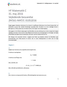 HF Matematik C 31. maj 2016 - Vejledende besvarelse