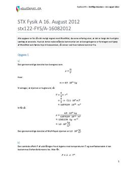 STX Fysik A 2012 16. august - Besvarelse af eksamenssæt
