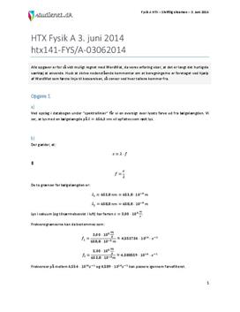 HTX Fysik A 2014 3. juni - Besvarelse af eksamenssæt