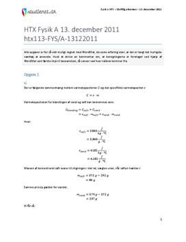 HTX Fysik A 2011 13. december - Besvarelse af eksamenssæt