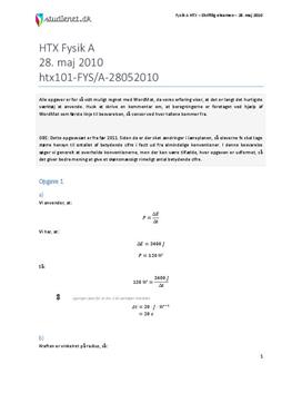 HTX Fysik A 2010 28. maj - Besvarelse af eksamenssæt