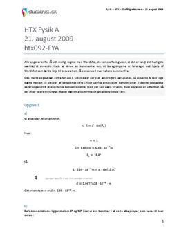 HTX Fysik A 2009 21. august - Besvarelse af eksamenssæt