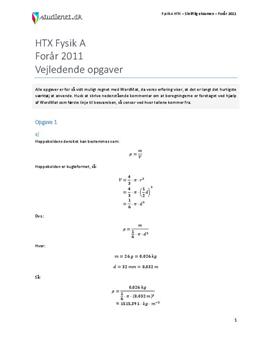 HTX Fysik A 2011 Forår - Besvarelse af vejledende opgave