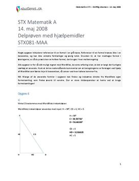 STX Matematik A 14. maj 2008 - Delprøven med hjælpemidler