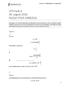 HTX Fysik A 2016 30. august - Besvarelse af eksamenssæt