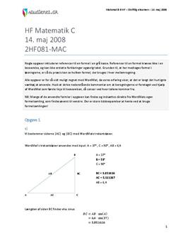 HF Matematik C 14. maj 2008 - Vejledende besvarelse