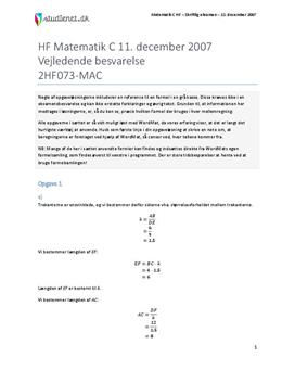 HF Matematik C 11. december 2007 - Vejledende besvarelse