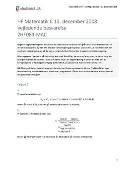 HF Matematik C 12. december 2008 - Vejledende besvarelse