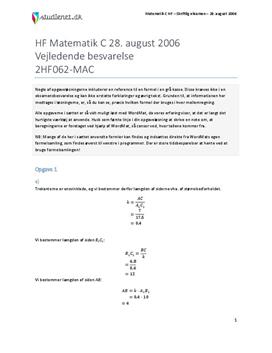 HF Matematik C 28. august 2006 - Vejledende besvarelse