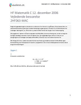 HF Matematik C 12. december 2006 - Vejledende besvarelse