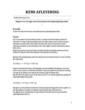 Bestemmelse af calciumhydroxids opløselighedsprodukt | Rapport