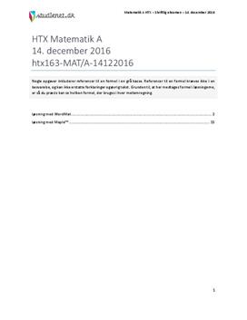 HTX Matematik A 14. december 2016 - Vejledende besvarelse
