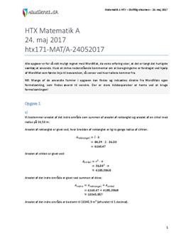 HTX Matematik A 24. maj 2017 - Vejledende besvarelse
