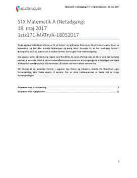 STX Matematik A NET 18. maj 2017 - Vejledende besvarelse