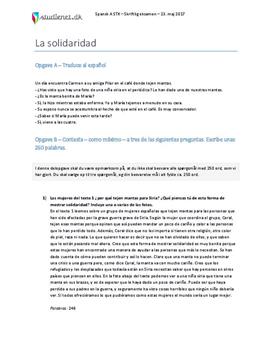 La solidaridad - Spansk A - Eksamen 23. maj 2017 - STX
