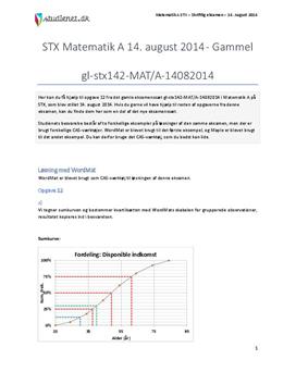 STX Matematik A 14. august 2014 Gammel ordning - Vejledende besvarelse