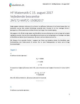 HF Matematik C 15. august 2017 - Vejledende besvarelse