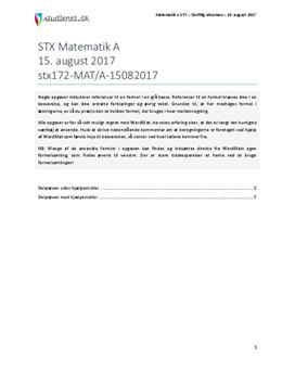 STX Matematik A 15. august 2017 - Vejledende besvarelse