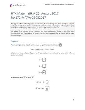 HTX Matematik A 25. august 2017 - Vejledende besvarelse