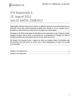 STX Matematik A 15. august 2012 - Vejledende besvarelse