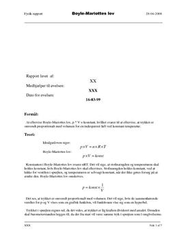 Boyles lov - Rapport i Fysik