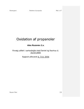Oxidation af Propanoler - Rapport i Kemi